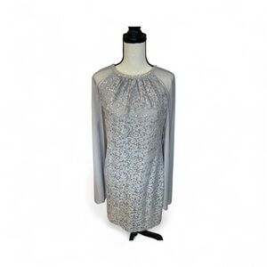 R&M Richards Silver Long Sleeve Dress